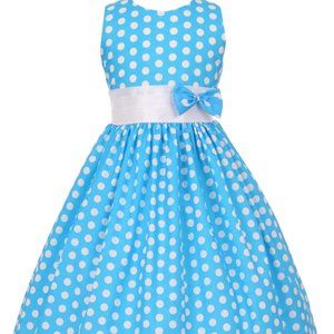 Flower Girl Dress Sleeveless Polka Dotted Bow Easter Wedding Toddler Girl Dress